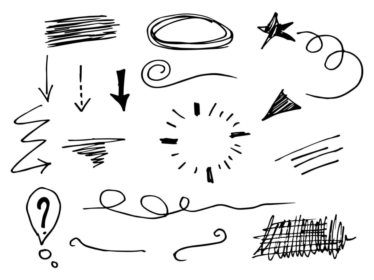 éléments de doodle ensemble dessinés à la main pour la conception de concept isolé sur fond blanc. éléments infographiques. illustration vectorielle vecteur