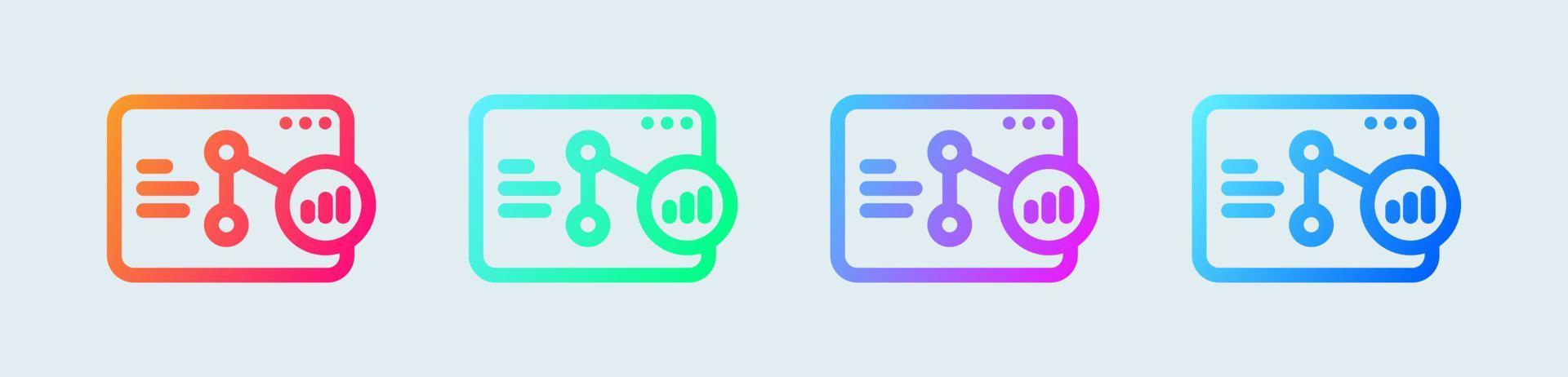 icône de ligne d'analyse en dégradé de couleurs. graphique statistique signe illustration vectorielle. vecteur