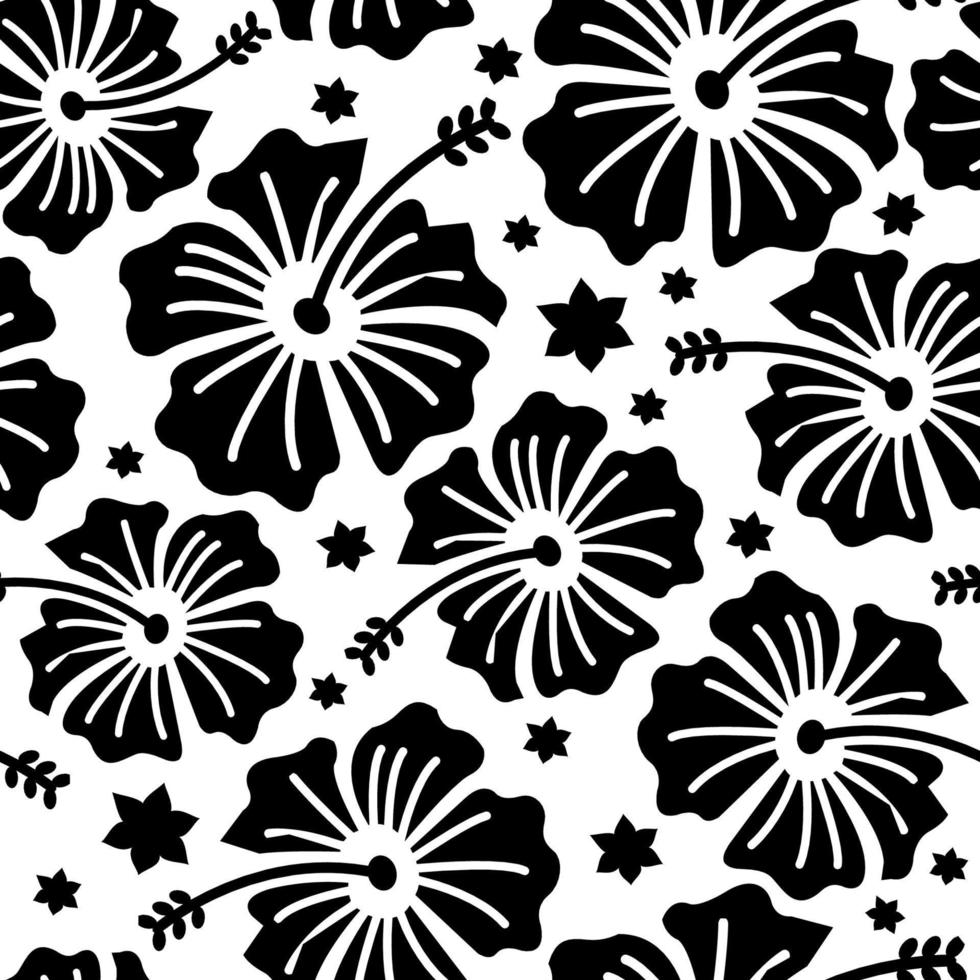 silhouette d'un motif floral tuile sans couture pastel coupe fichier vecteur noir et blanc