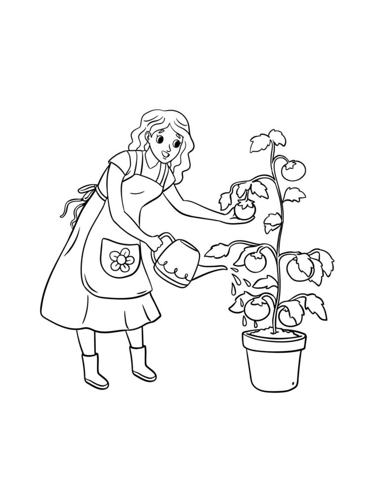 jardinage isolé coloriage pour les enfants vecteur