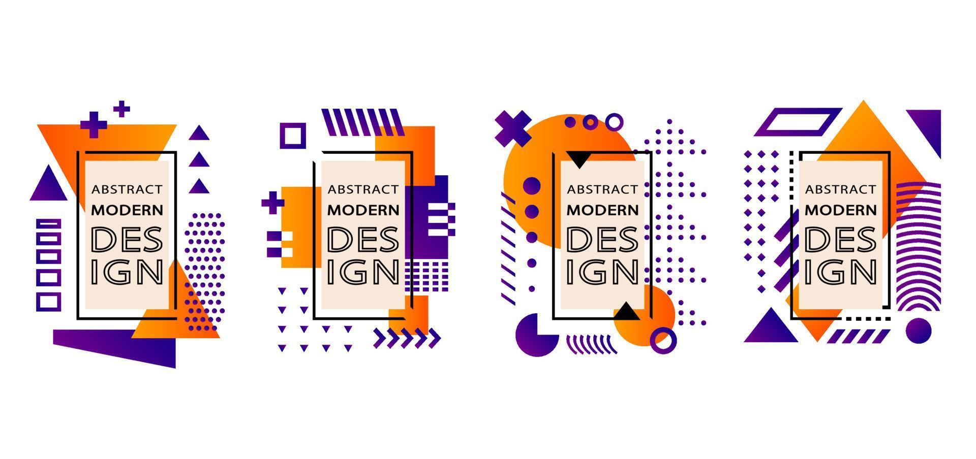 cadres de conception de cadre moderne orange et violet. ensemble de conception d'affiches abstraites. modèles d'affiches avec des éléments de conception géométrique. vecteur