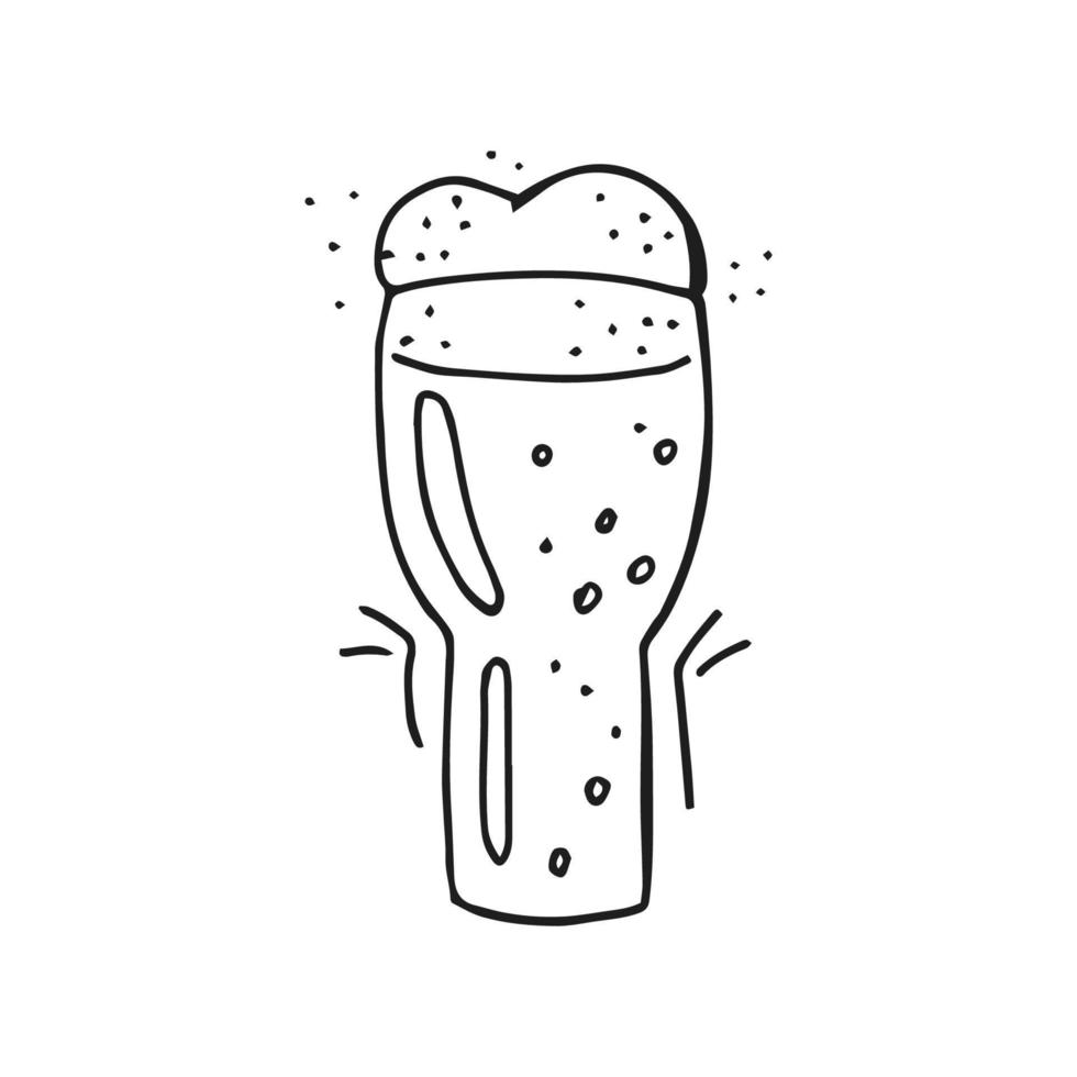 oktoberfest 2022 - fête de la bière. éléments de griffonnage dessinés à la main. fête traditionnelle allemande. contour noir sur fond blanc. chope de bière en verre. vecteur