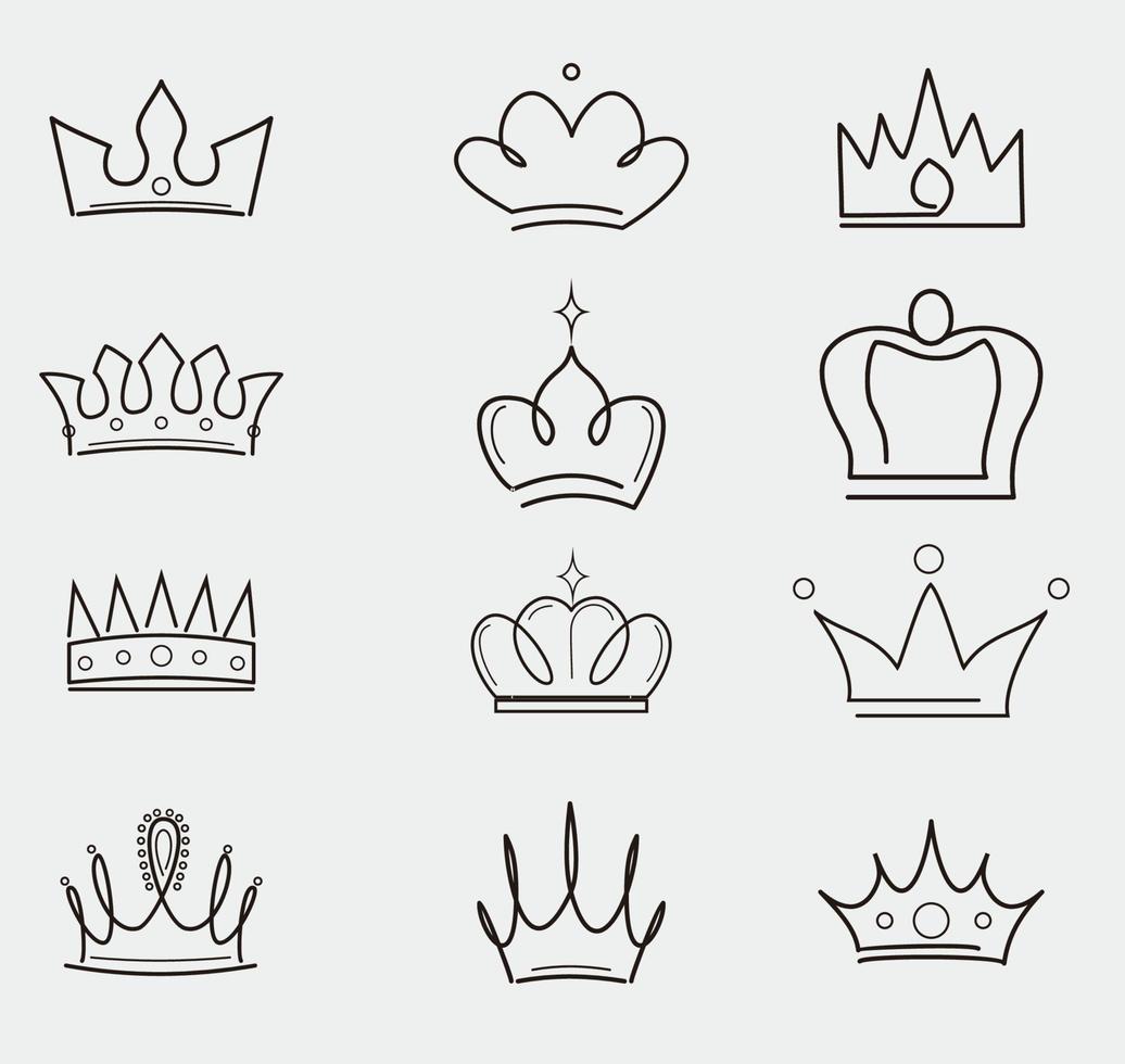 Définir l'icône de la couronne simple ligne vector illustration eps10