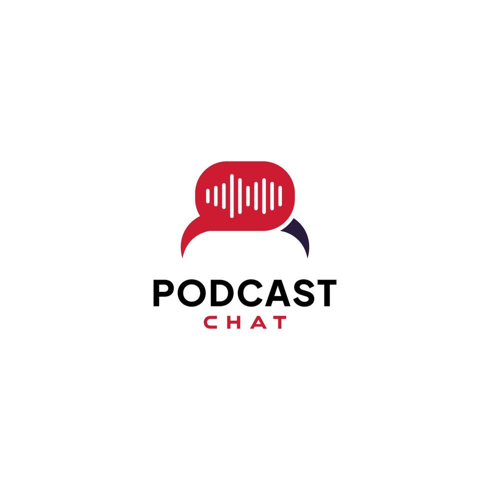 vecteur de logo de chat podcast minimaliste