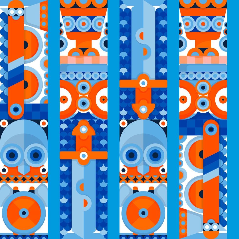 motif valhalla orange et bleu pour textiles et papiers peints. modèle sans couture de fantaisie nordique viking vecteur