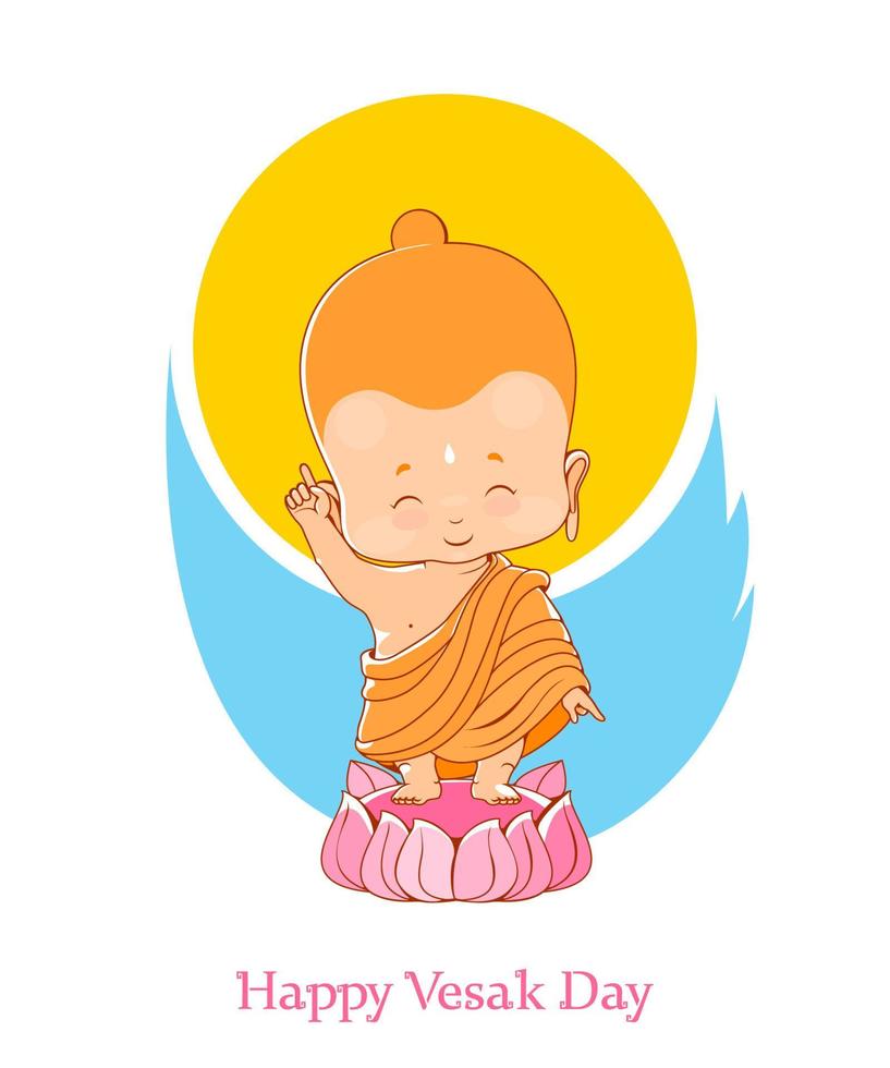 anniversaire du petit bouddha jour vesak vecteur