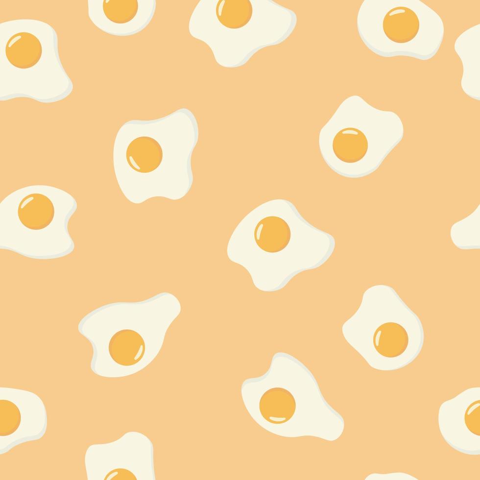 oeufs frits en forme de coeur motif sans couture sur fond jaune. illustration vectorielle vecteur