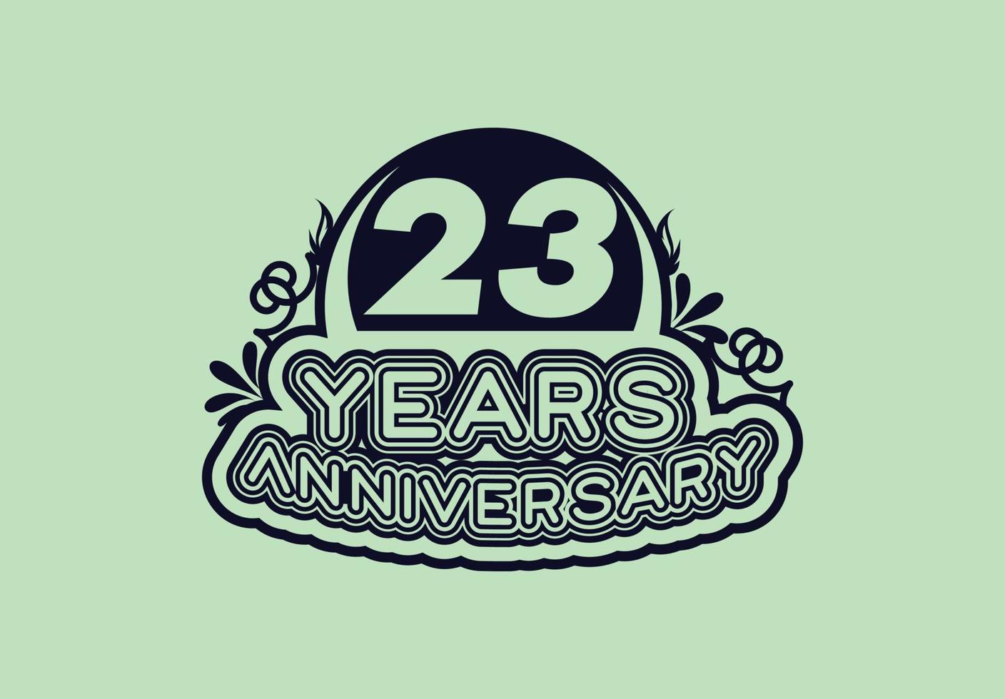 Conception de logo et d'autocollant d'anniversaire de 23 ans vecteur