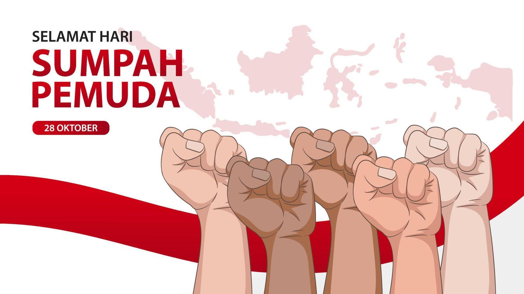 engagement de la jeunesse indonésienne. 28 octobre journée d'engagement des jeunes. fond de vecteur
