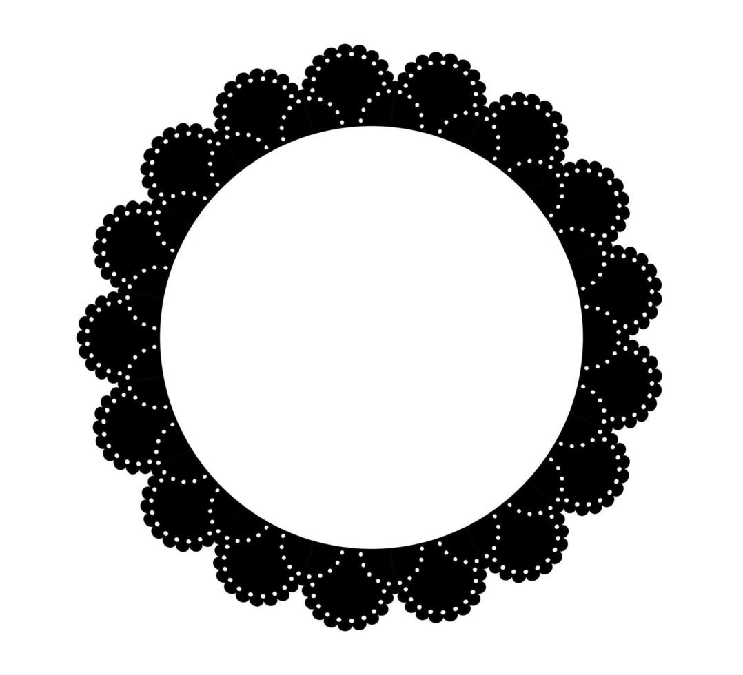 trait rond bord festonné. bordure festonnée en cercle simple. cadre de silhouette en dentelle de tissu. répétez l'ornement de volant vintage mignon. ruban texturé. illustration vectorielle isolée sur fond blanc vecteur