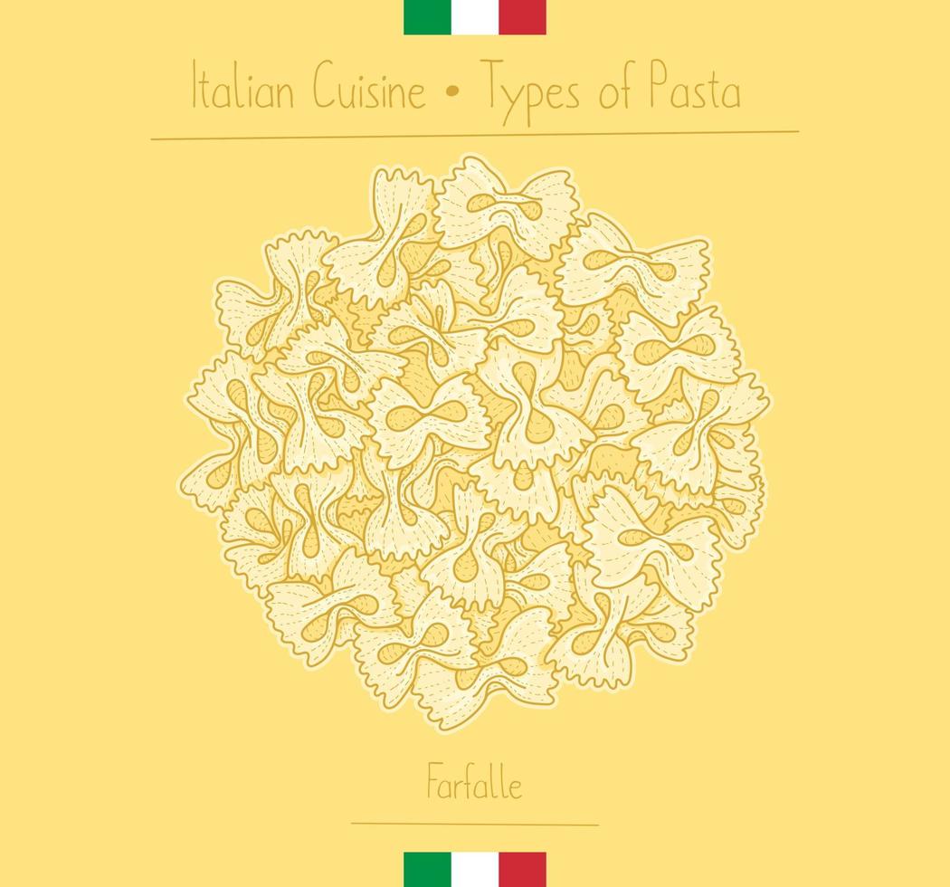 cuisine italienne noeud papillon pâtes farfalle vecteur