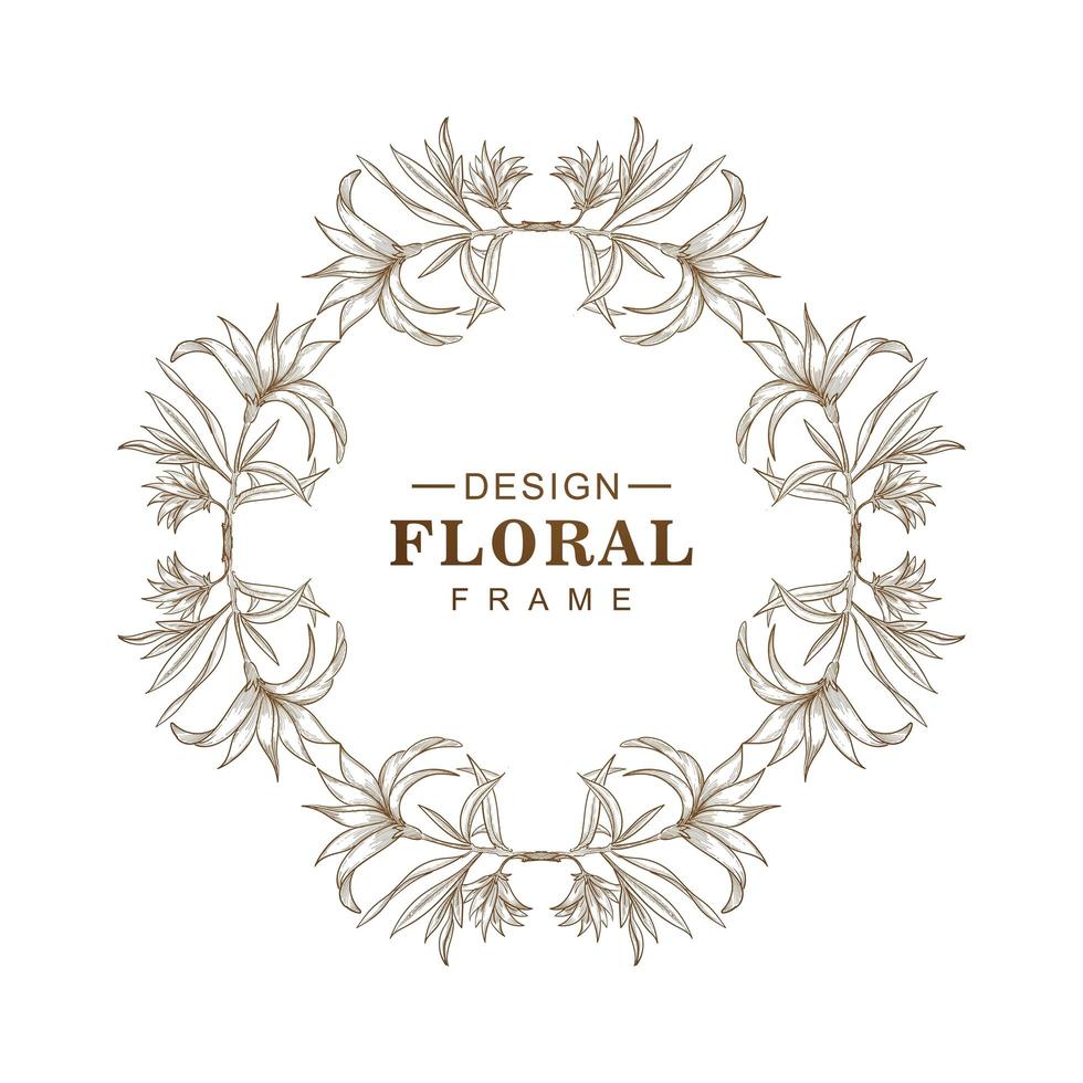 cadre floral élégant esquisse circulaire vecteur