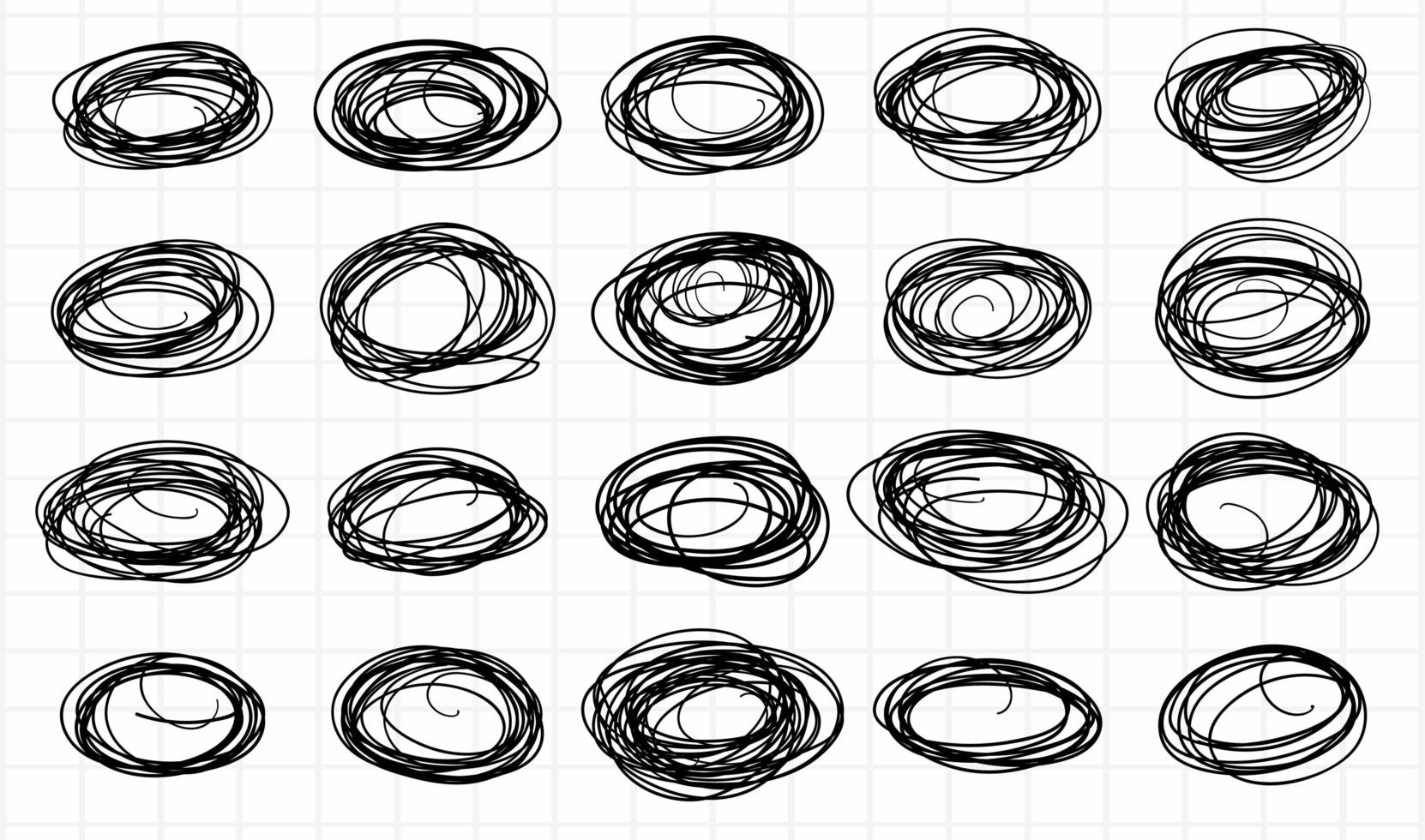 ensemble de gribouillis de croquis circulaires vecteur