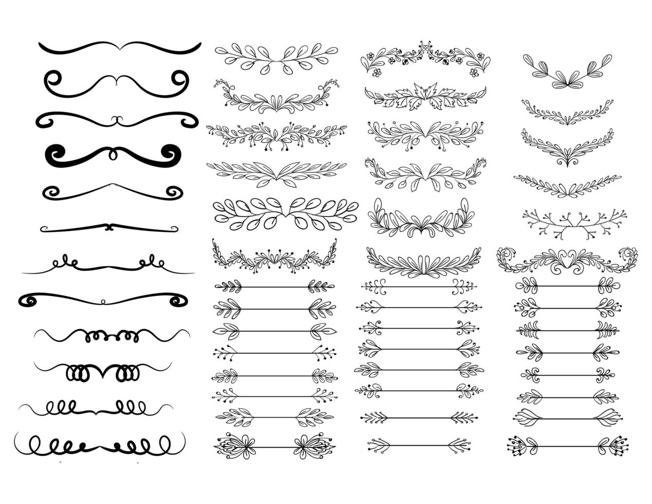 grand ensemble de diviseurs floraux décoratifs divers vecteur