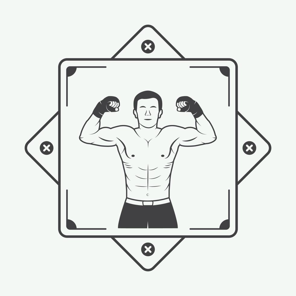 logo, insigne ou étiquette de boxe et d'arts martiaux de style vintage. illustration vectorielle vecteur