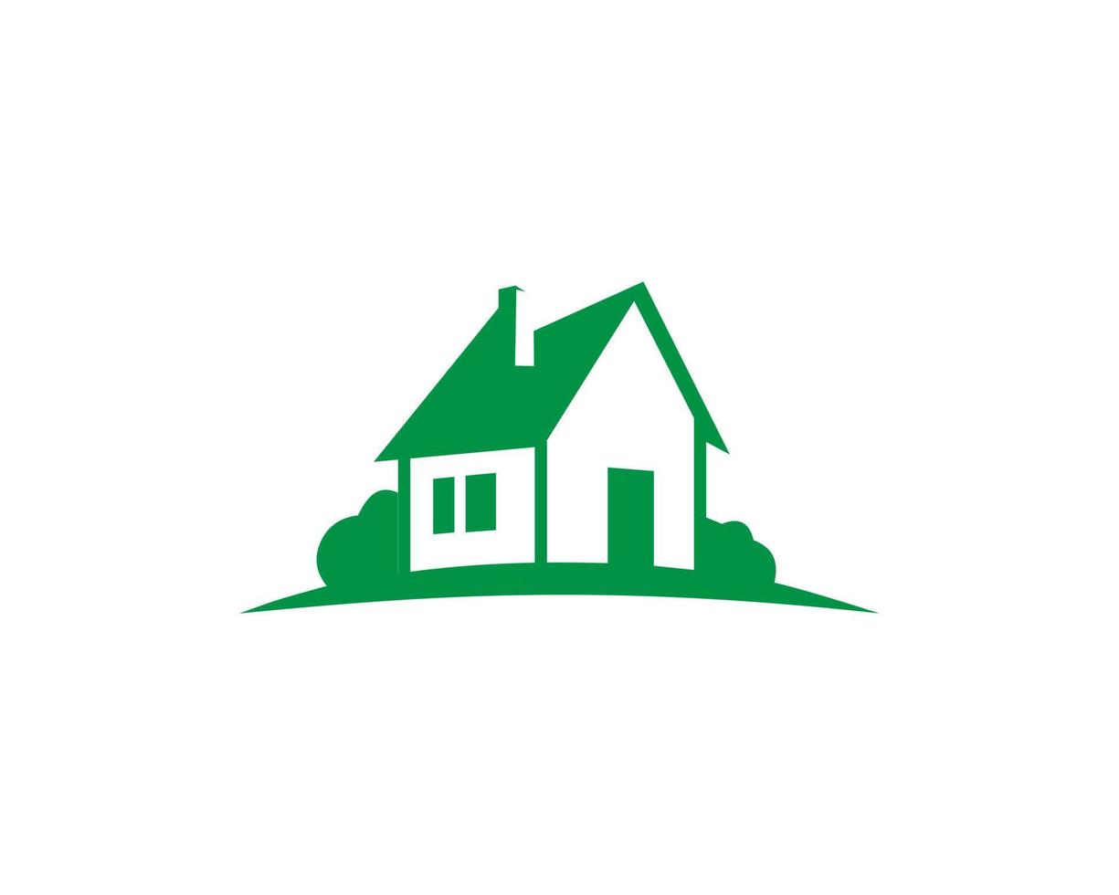 création de logo immobilier maison de ferme avec vecteur de concept éco naturel.