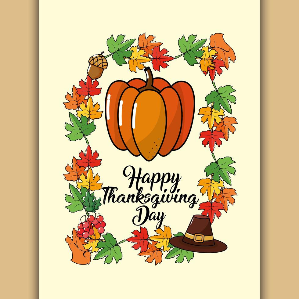 carte de voeux joyeux jour de Thanksgiving vecteur