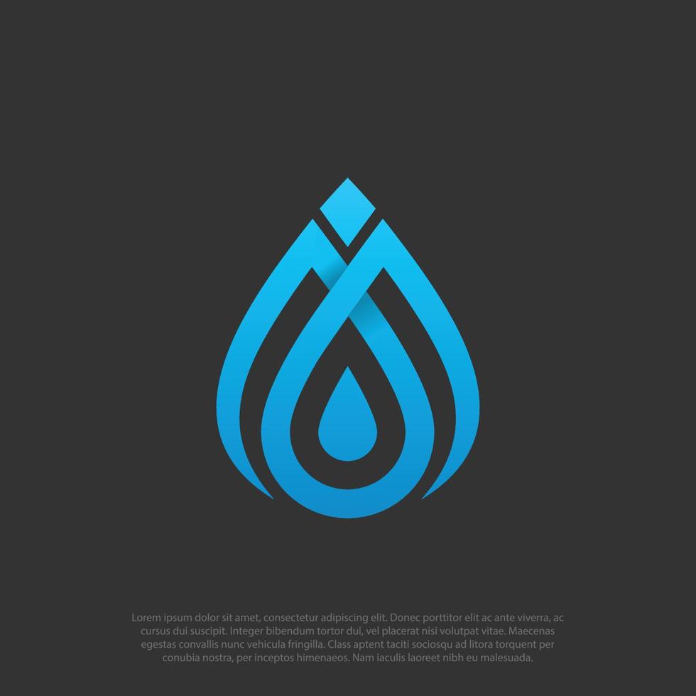 modèle de vecteur de conception de logo de goutte d'eau style linéaire et dégradé. icône de logotype aqua lignes de gouttelettes bleues