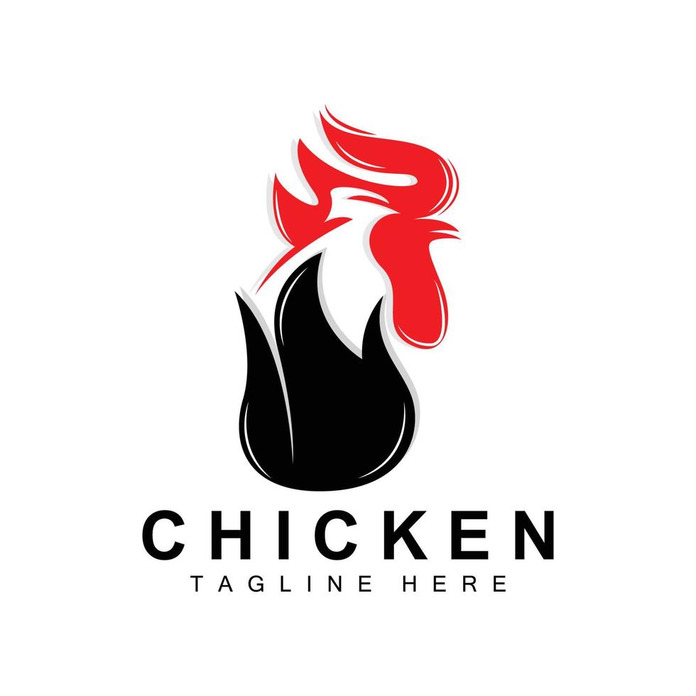 création de logo de barbecue de poulet grillé, vecteur de tête de poulet, marque de l'entreprise