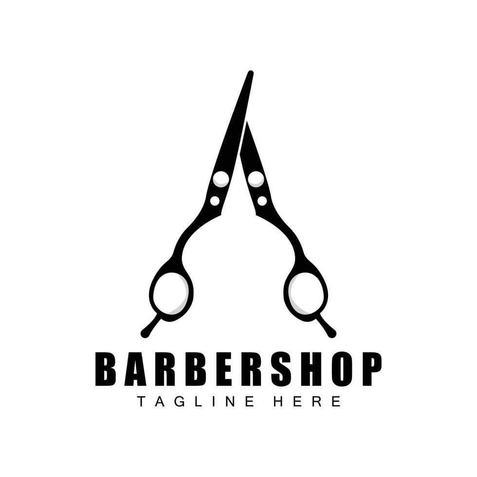 création de logo de ciseaux, vecteur de rasoir de salon de coiffure, illustration de marque de ciseaux de babershop