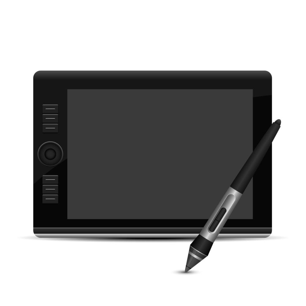 tablette graphique isolé sur fond blanc vecteur