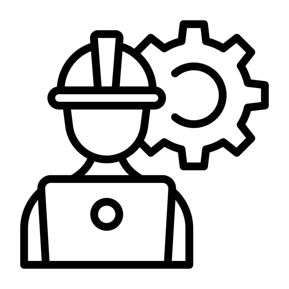 une icône de ligne modifiable d'ingénieur vecteur