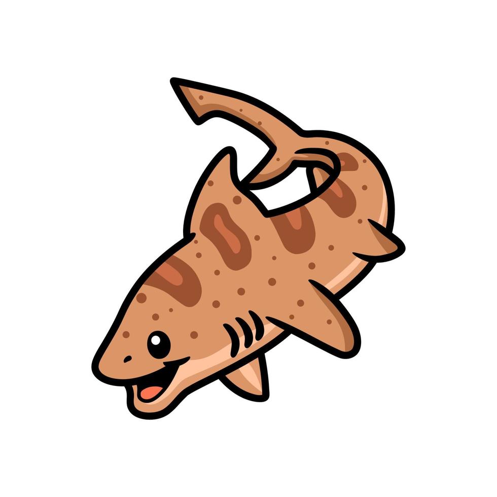 mignon, requin tigre, dessin animé, natation vecteur