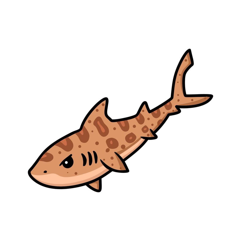 mignon, requin tigre, dessin animé, natation vecteur