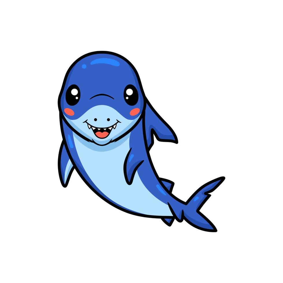 mignon petit dessin animé de requin posant vecteur