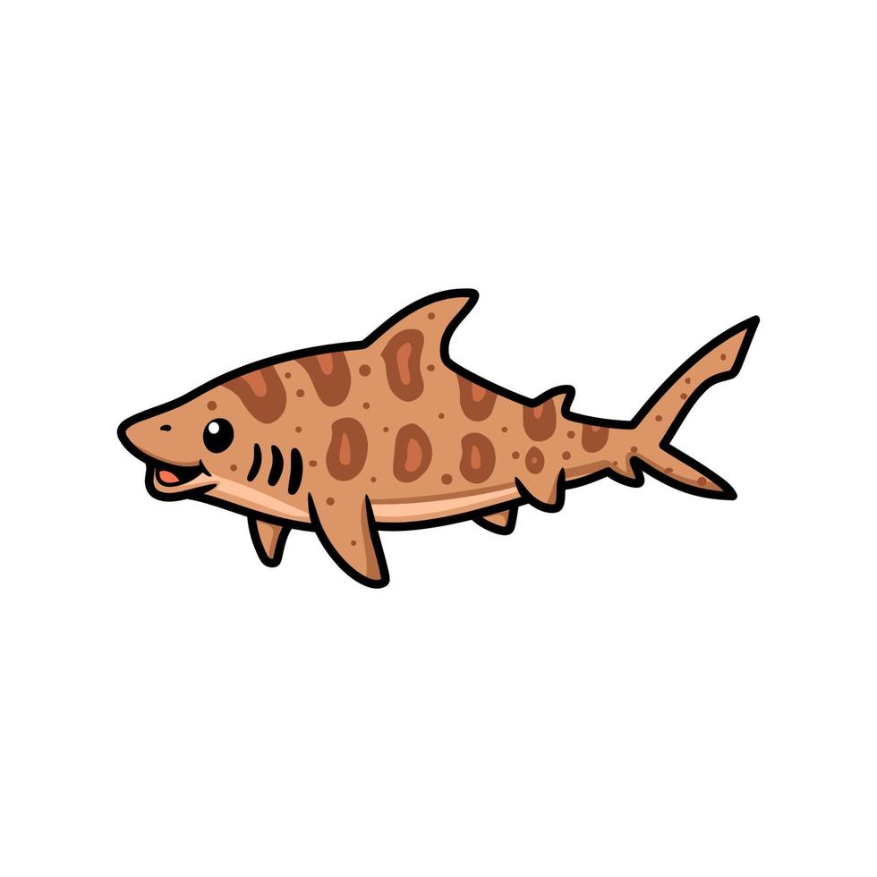 mignon, requin tigre, dessin animé, natation vecteur