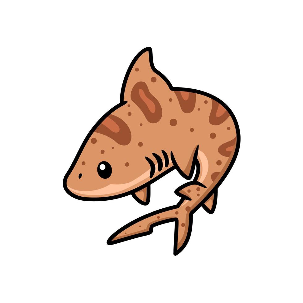 mignon, requin tigre, dessin animé, natation vecteur