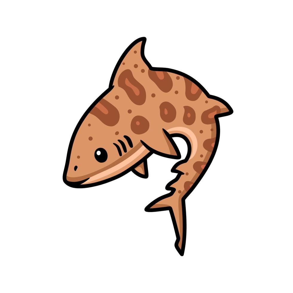 mignon, requin tigre, dessin animé, natation vecteur