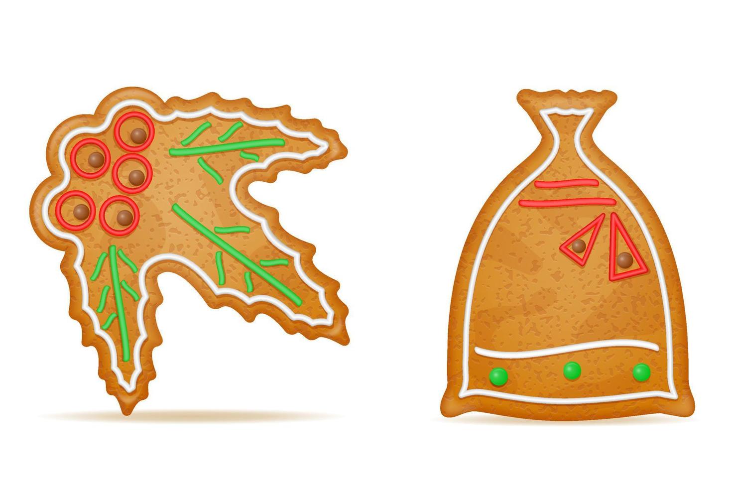 biscuits de pain d'épice de noël pour l'illustration vectorielle de célébration des vacances du nouvel an isolé sur fond blanc vecteur