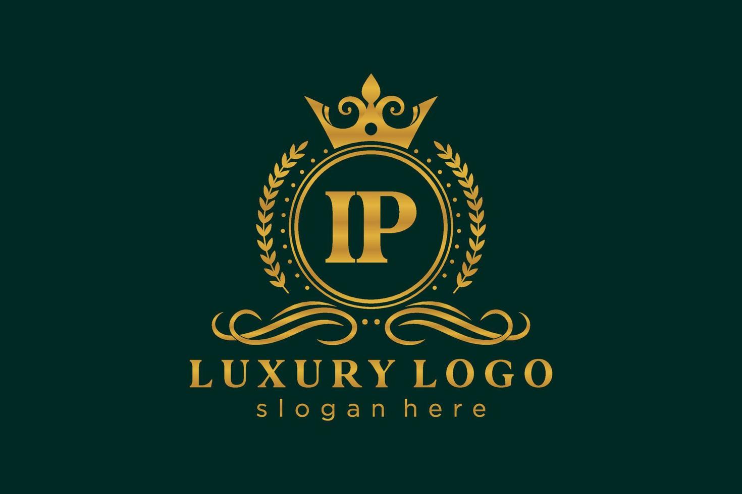 modèle de logo de luxe royal de lettre ip initiale dans l'art vectoriel pour le restaurant, la royauté, la boutique, le café, l'hôtel, l'héraldique, les bijoux, la mode et d'autres illustrations vectorielles.
