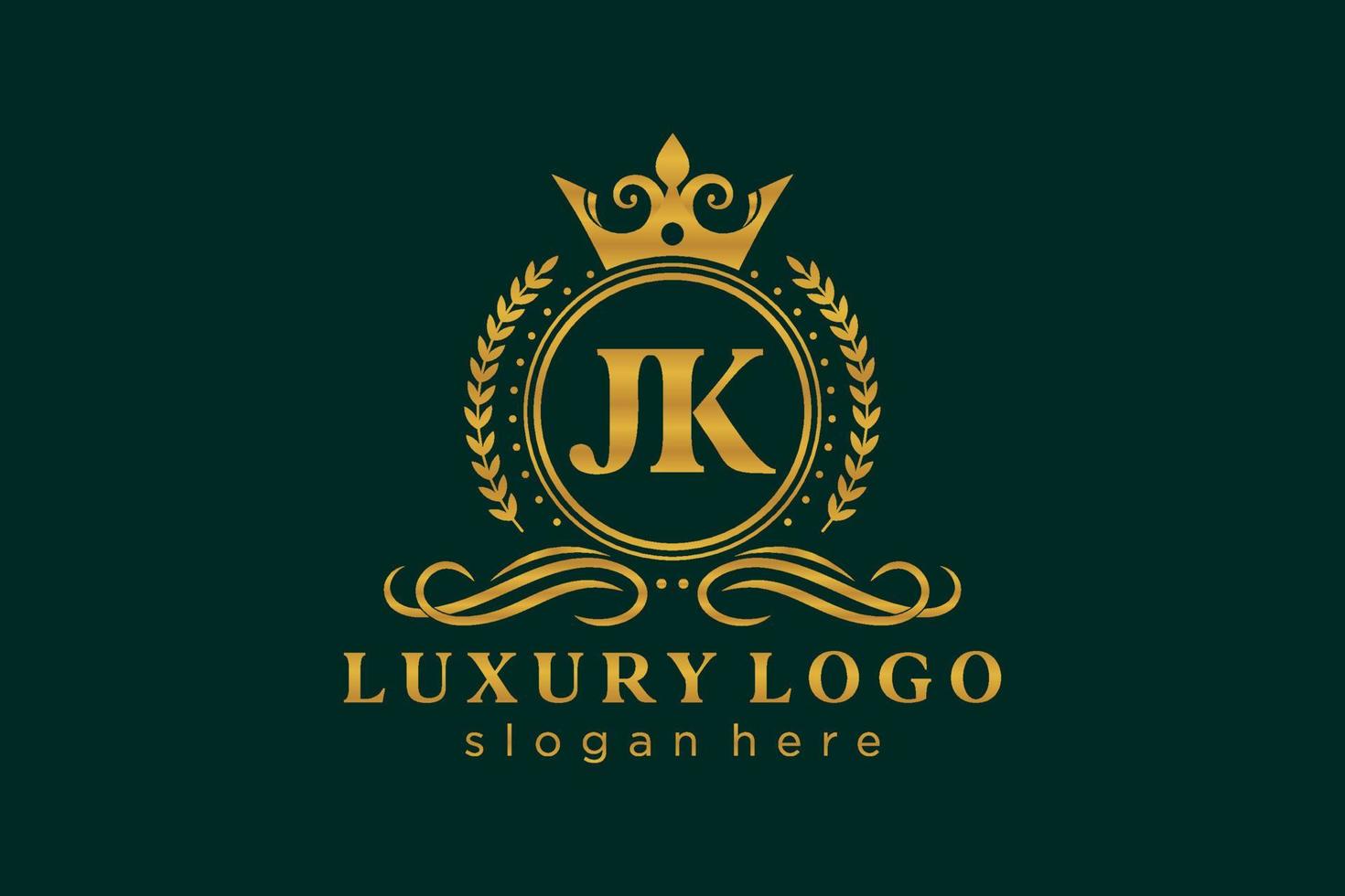 modèle initial de logo de luxe royal de lettre jk dans l'art vectoriel pour le restaurant, la royauté, la boutique, le café, l'hôtel, l'héraldique, les bijoux, la mode et d'autres illustrations vectorielles.