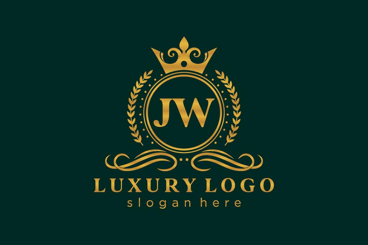 modèle de logo de luxe royal de lettre jw initial dans l'art vectoriel pour le restaurant, la royauté, la boutique, le café, l'hôtel, l'héraldique, les bijoux, la mode et d'autres illustrations vectorielles.