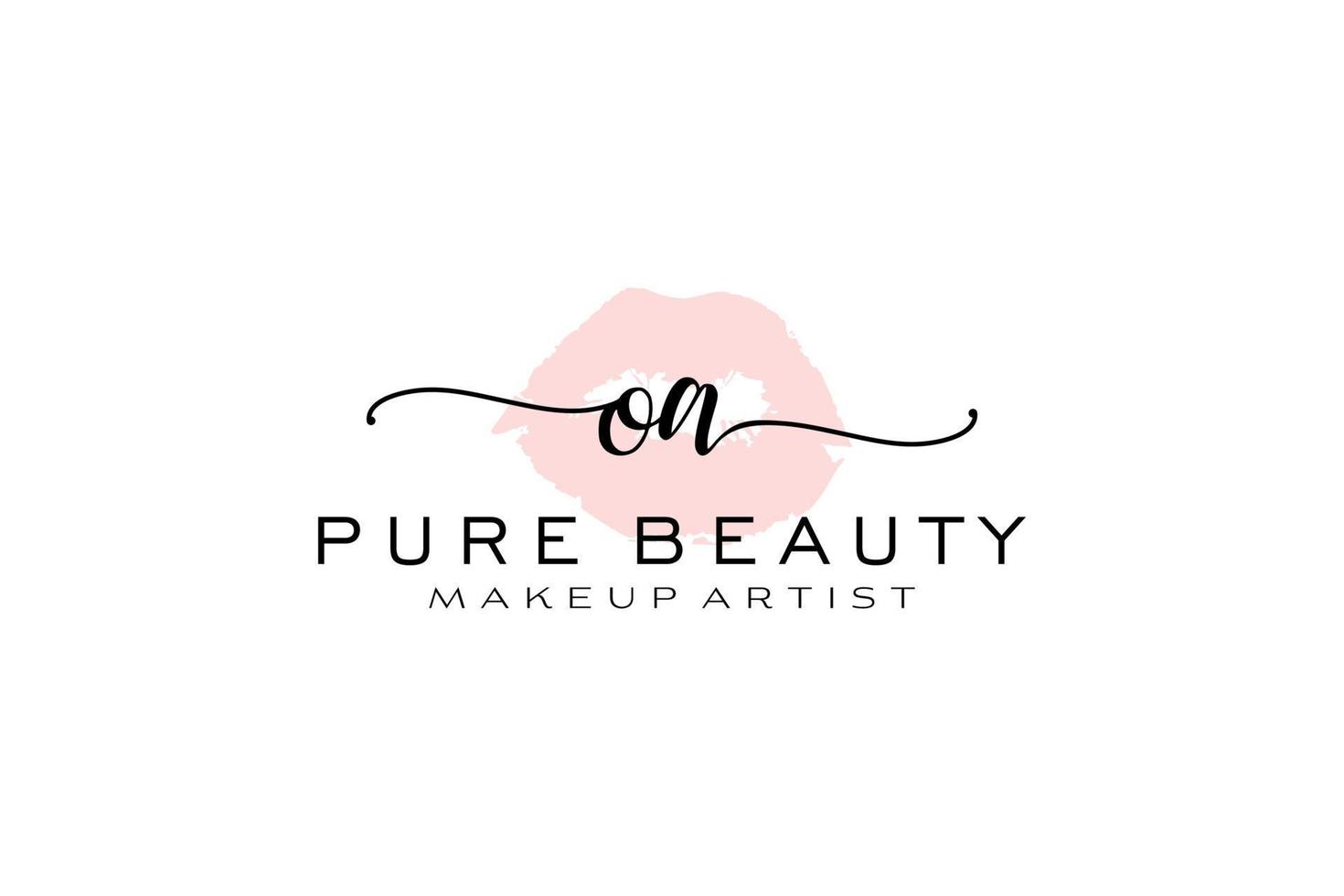 création initiale de logo préfabriqué pour les lèvres aquarelle oa, logo pour la marque d'entreprise de maquilleur, création de logo de boutique de beauté blush, logo de calligraphie avec modèle créatif. vecteur