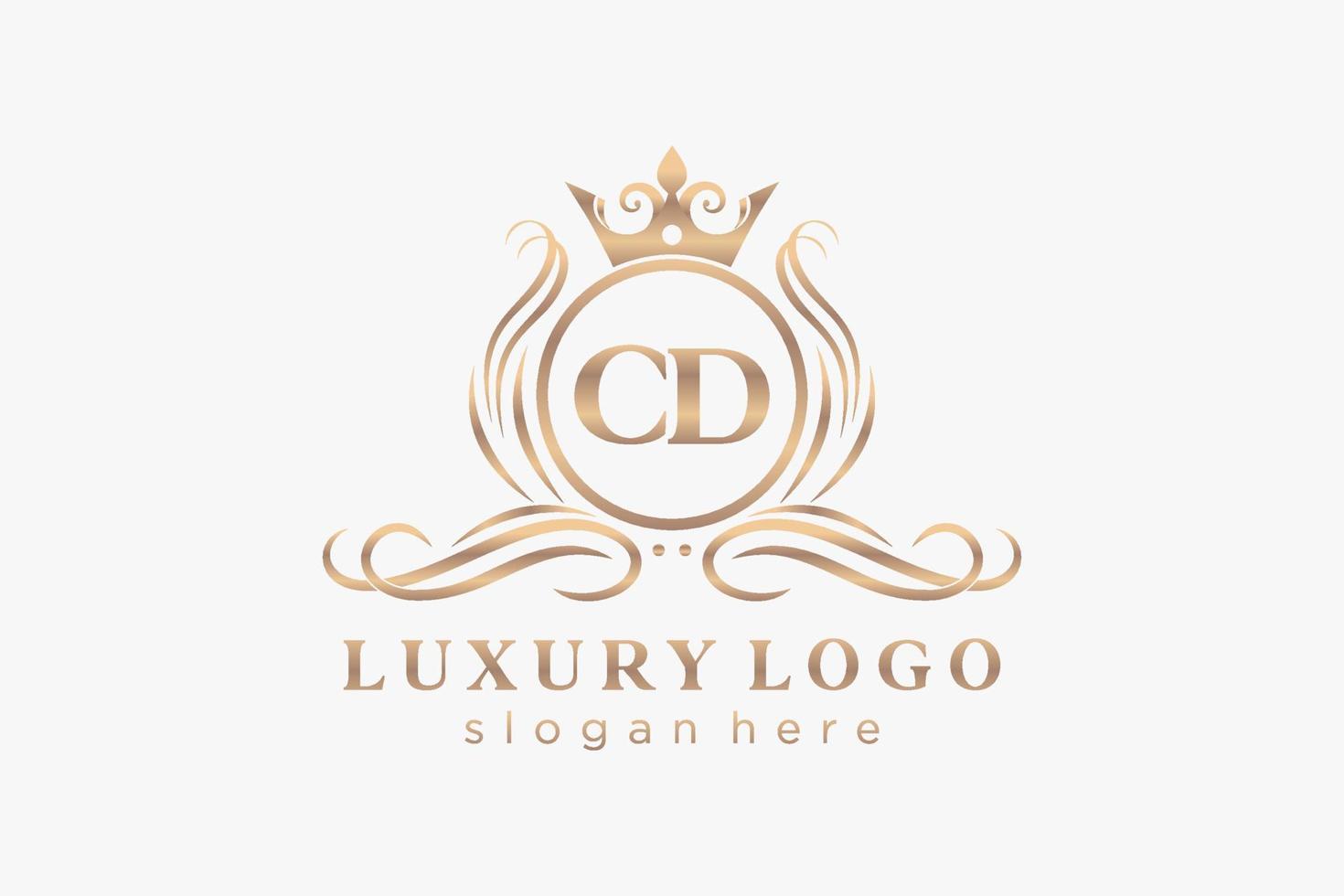 modèle de logo de luxe royal de lettre cd initiale dans l'art vectoriel pour le restaurant, la royauté, la boutique, le café, l'hôtel, l'héraldique, les bijoux, la mode et d'autres illustrations vectorielles.