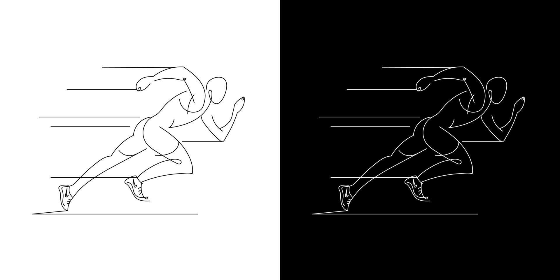 dessin au trait du jeune homme athlète coureur focus sprint run. sport individuel, concept compétitif. illustration vectorielle dynamique de conception de dessin à une seule ligne pour l'exécution de l'affiche de la compétition. illustration vectorielle vecteur