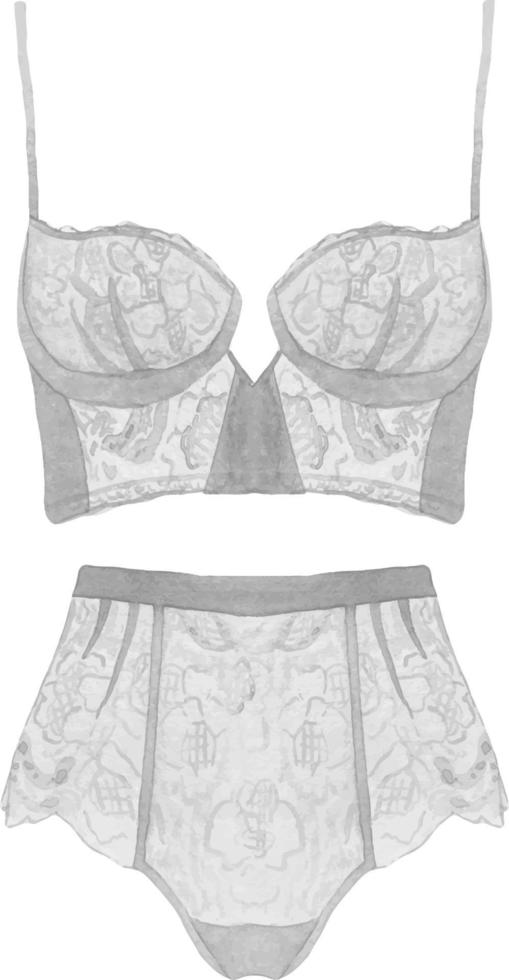 aquarelle femme blanche lingerie dentelle sous-vêtements illustration. douche nuptiale fête ensemble de lingerie clipart vecteur