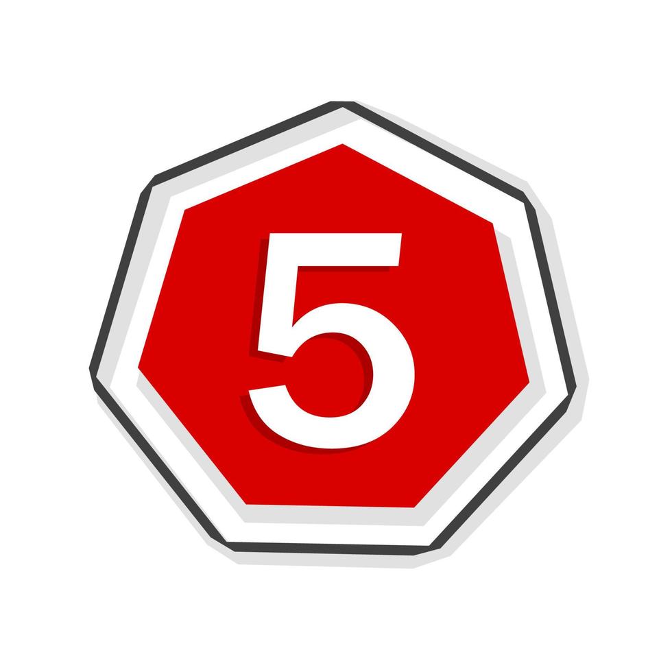 numéro 5, icône de l'insigne. conception de vecteur de style plat.