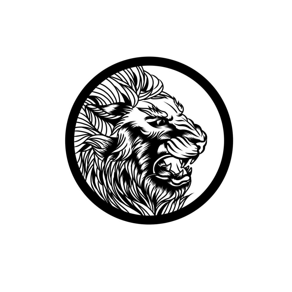 logo vectoriel roi lion noir et blanc.