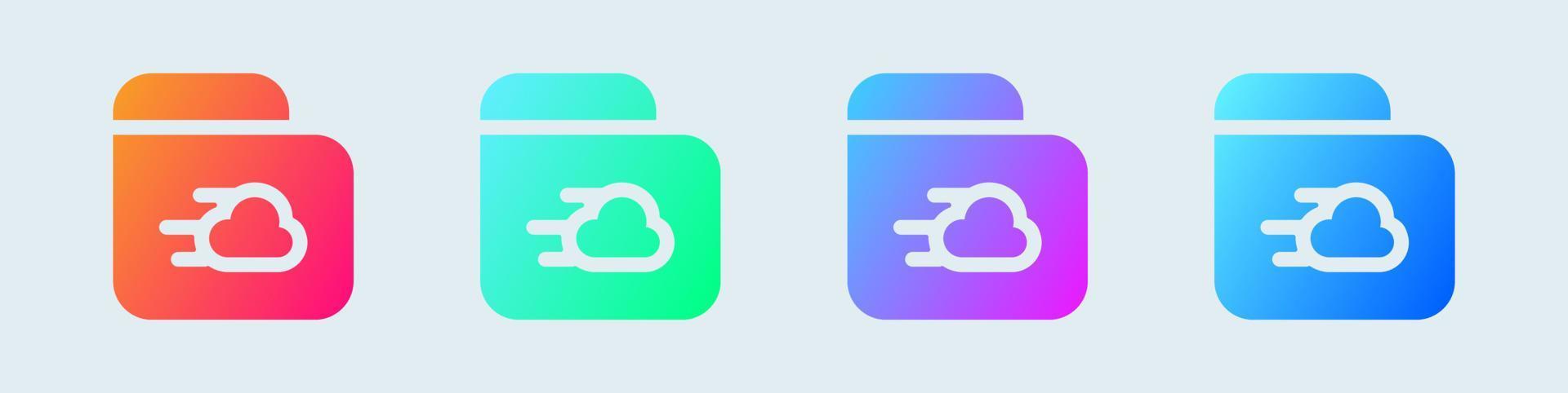 icône solide de stockage en nuage dans des dégradés de couleurs. illustration vectorielle de signes de base de données réseau. vecteur