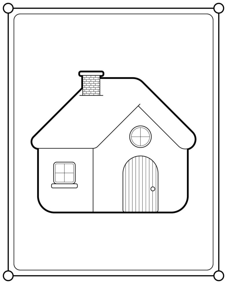 jolie maison adaptée à l'illustration vectorielle de la page de coloriage pour enfants vecteur