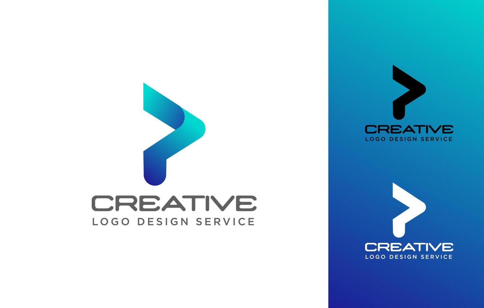 dégradé lettre initiale p création de logo modifiable coloré vecteur