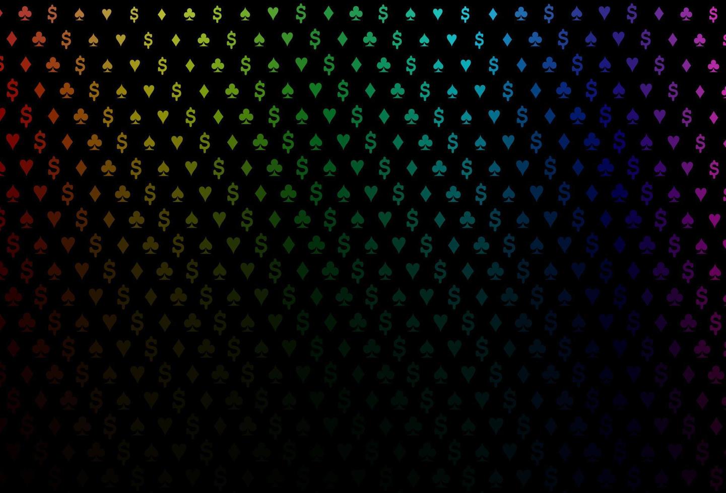 modèle vectoriel multicolore foncé, arc-en-ciel avec symboles de poker.