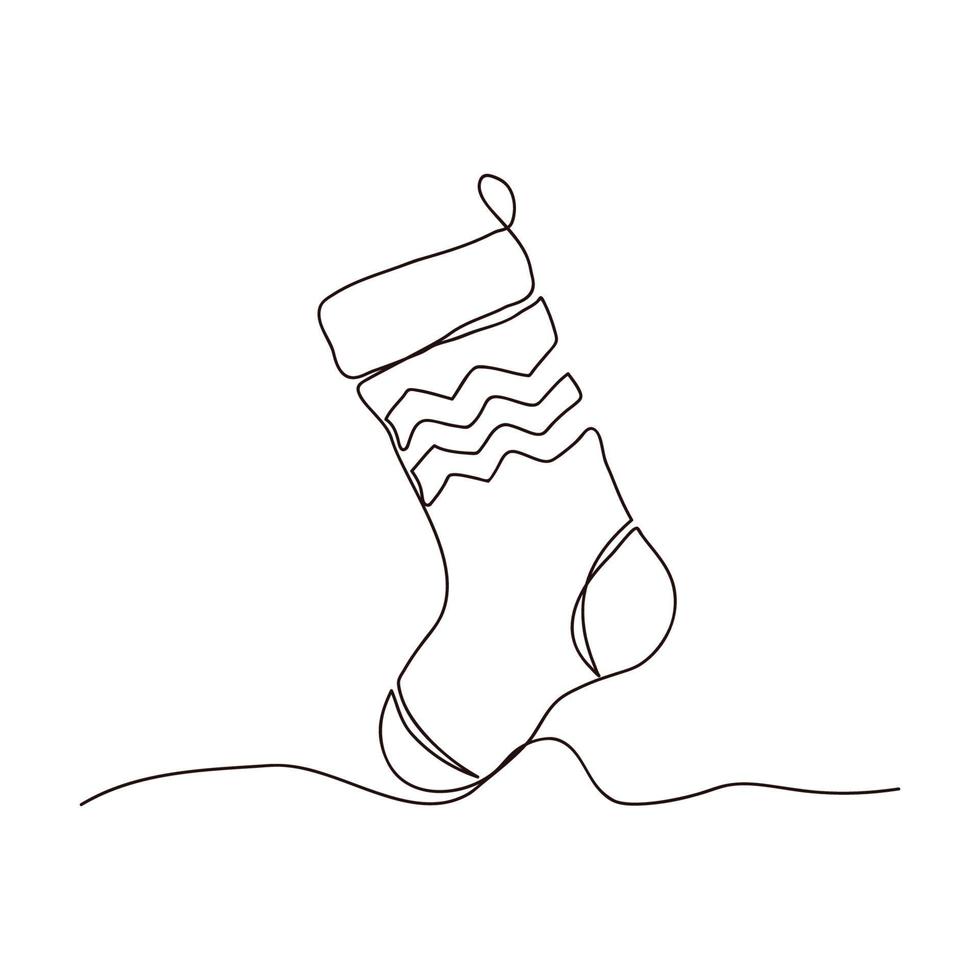 chaussette de noël un dessin au trait sur fond blanc. illustration vectorielle vecteur