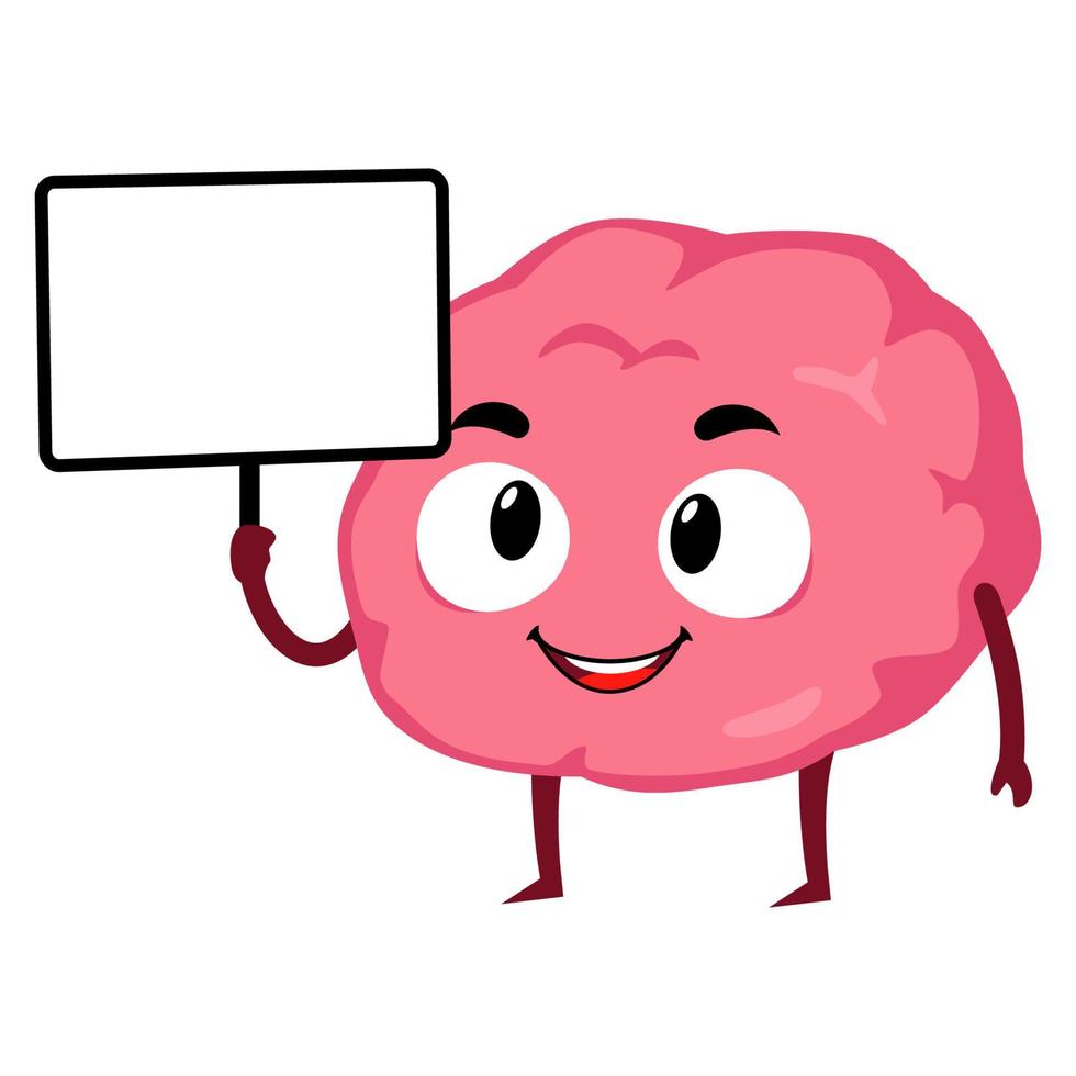 cerveau avec illustration de dessin animé de personnage de mascotte de modèle de signe vecteur