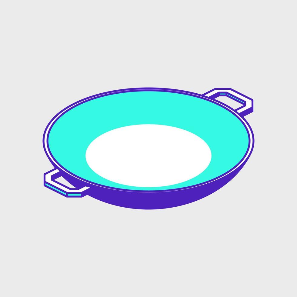 illustration de l'icône vectorielle isométrique de la poêle à frire wok vecteur