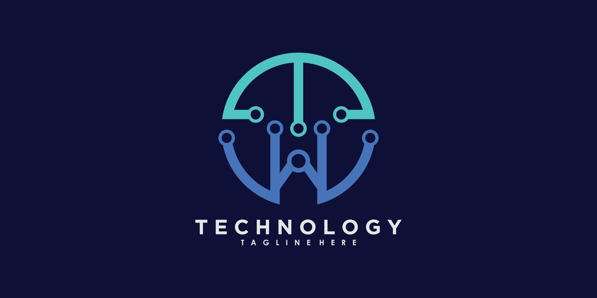 vecteur de conception de logo de technologie avec concept créatif abstrait dégradé